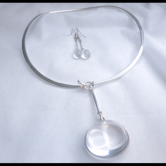 Georg Jensen 925 Necklace+Quartz Pendant+Earrings! - Picture 9 of 12
